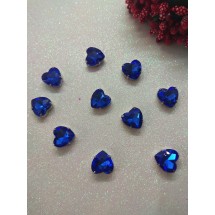 Стразы в цапах "Сердце" 12 мм цв. глубокий синий, цена за 1 шт